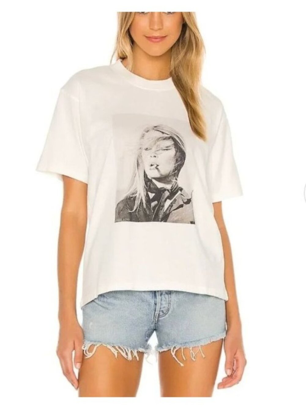 Anine Bing x TO Ida Tee Brigitte Bardot White T Shirt Graphic Size Small